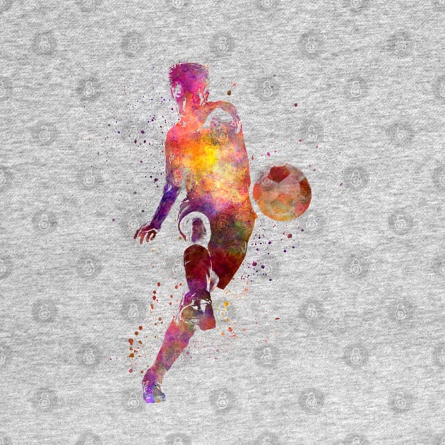 Soccer player in watercolor by PaulrommerArt